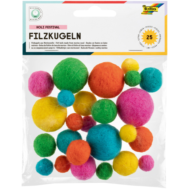 Filzkugeln Holi Festival 25 Stück