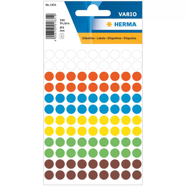 Farbpunkte Rund Ø8mm 540er-Pack Colourmix