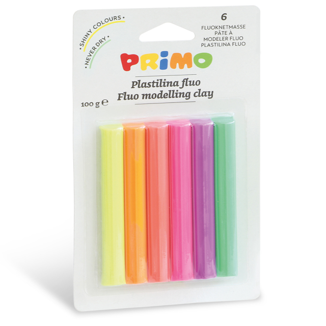 Plastilina Fluo Knetmasse 6er-Pack 18 g