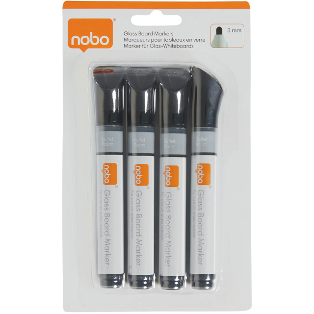 Whiteboard marker für Glasboards Schwarz 4er-Pack