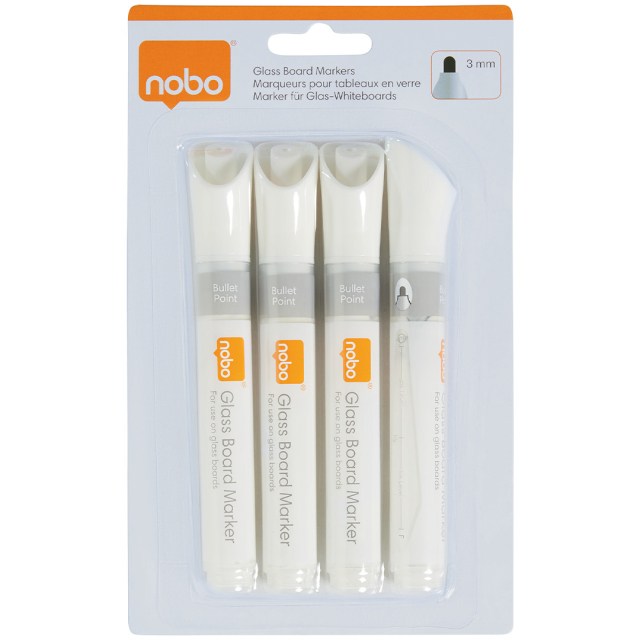 Whiteboard marker für Glasboards Weiß 4er-Pack