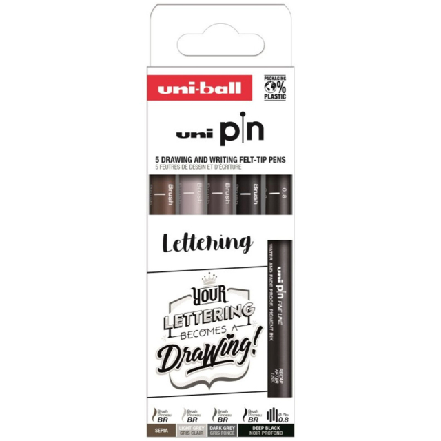 Pin Fine Line 5er-Set Lettering