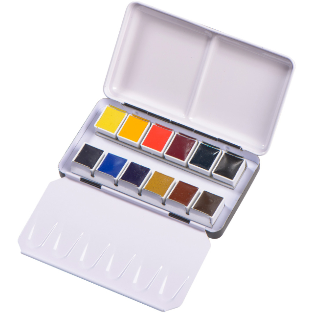 Aquarell Metallbox 12-set 1/2-Näpfe