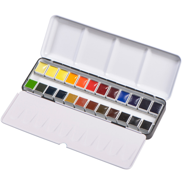 Aquarell Metallbox 24-set 1/2-Näpfe