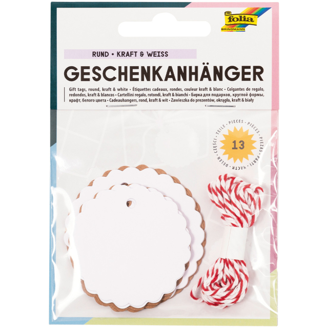Weihnachtsetiketten Manilla-Tags Rund 12er-Pack