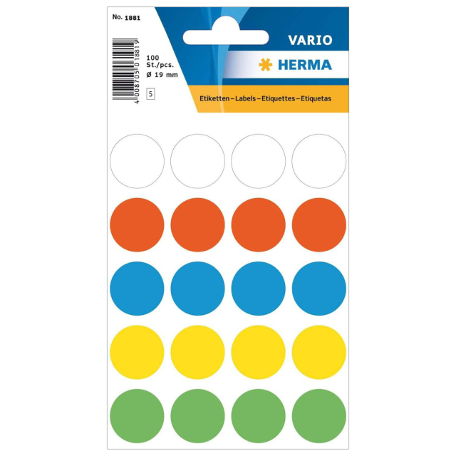 Farbpunkte Rund Ø19mm 100er-Pack Colourmix