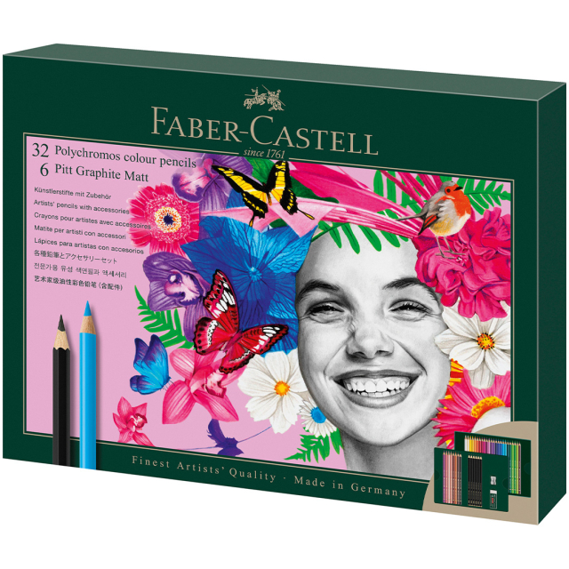 Polychromos & Pitt Graphite Matt Set 32 Farbstifte + 6 Graphitstifte