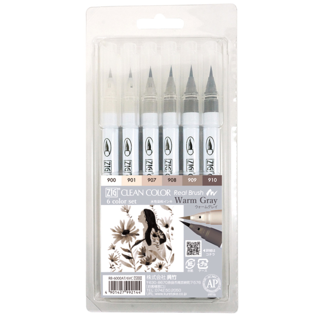 Clean Color Real Brush 6er-set Warm Gray