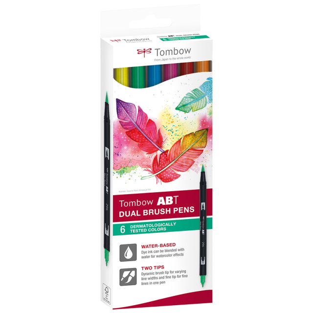 ABT Dual Brush Stift Set mit 6 dermatologisch getesteten Farben
