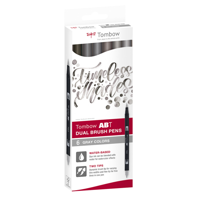 ABT Dual Brush Stift 6er-Set Gray