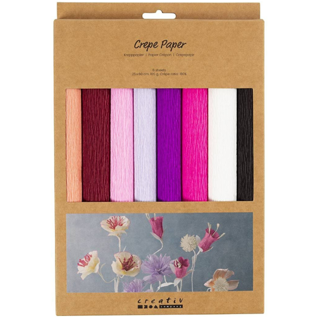 Kreppapier Lila-Rosa-Farbmix 8 Blatt