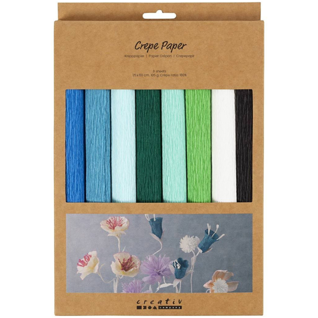 Kreppapier Teal Farbmix 8 Blatt