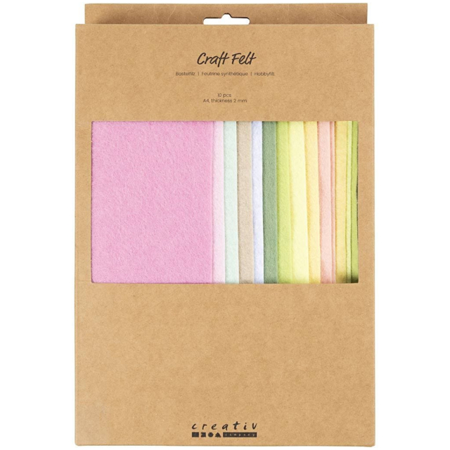 Bastelfilz A4 10er-Pack Pastellfarben
