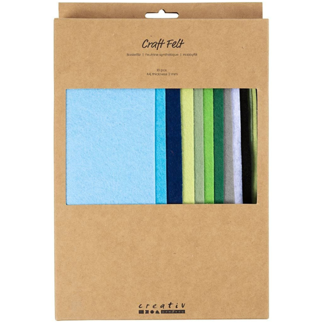 Bastelfilz A4 10er-Pack Teal Farbmix