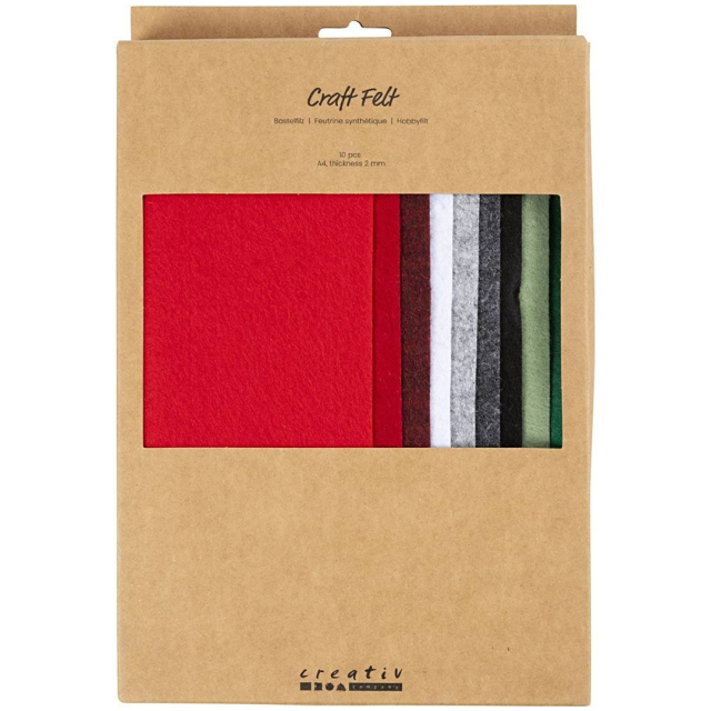 Bastelfilz A4 10er-Pack Weihnachtsfarben