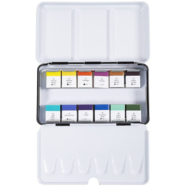 Aquarellfarbe 12 halbe näpfen