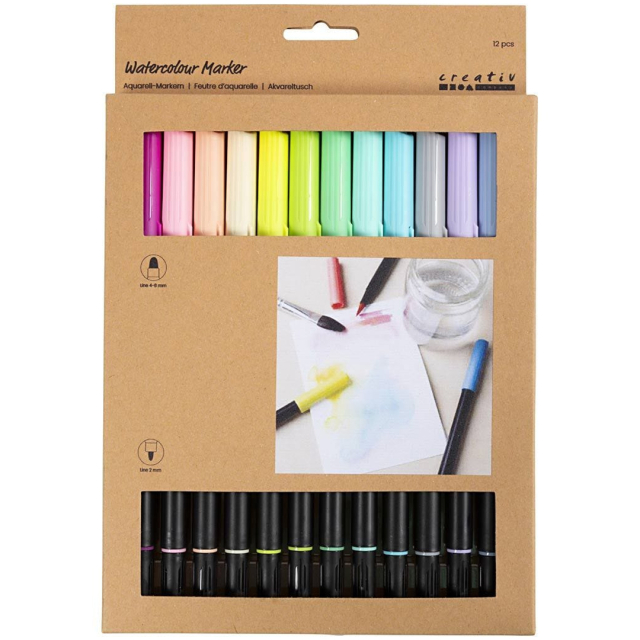 Aquarellmarker Two-Tip Brush 12-er Set