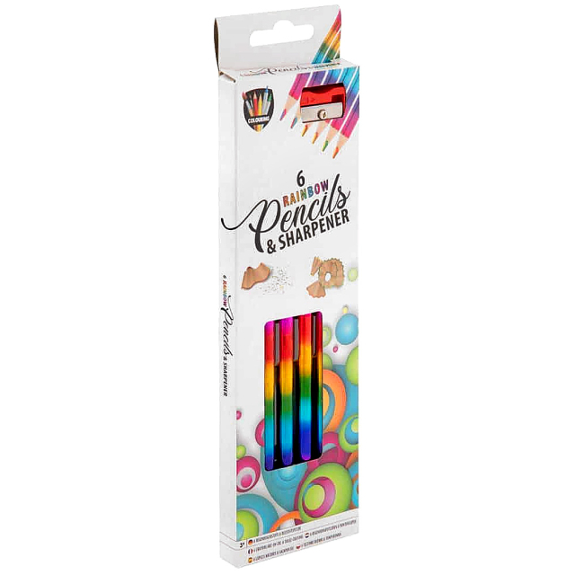 Regenbogen-Bleistifte + Anspitzer