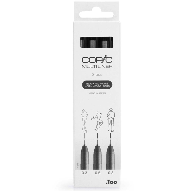 Multiliner Classic 3er-Set Black Medium