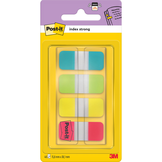 Post-it Indexreiter 15,8 x 38,1 mm Strong, 4 Farben