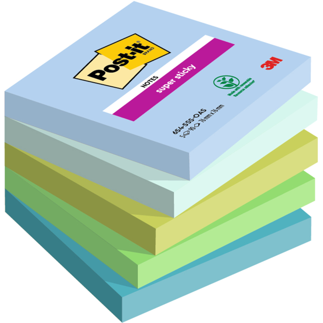 Post-it Super Sticky 76x76 Farbmix Oasis 5er-Pack