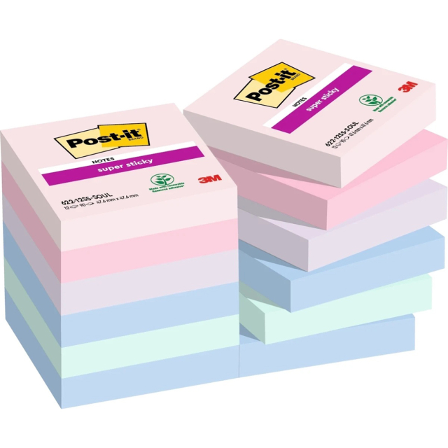 Post-it Super Sticky 47,6x47,6 Farbmix Soulful 12er-Pack