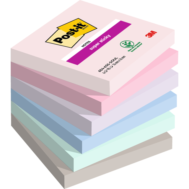 Post-it Super Sticky 76x76 Farbmix Soulful 6er-Pack