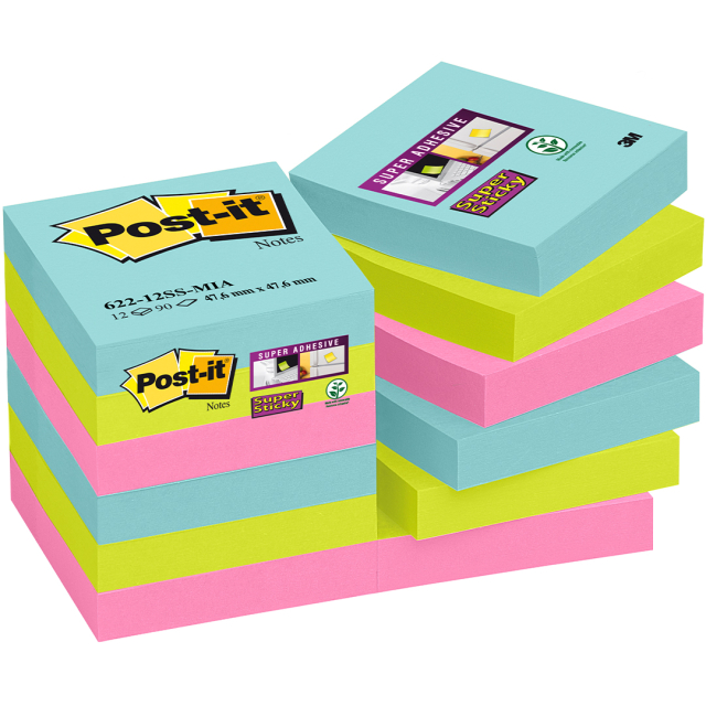 Post-it Super Sticky 47,6x47,6 Farbmix Cosmic 12er-Pack
