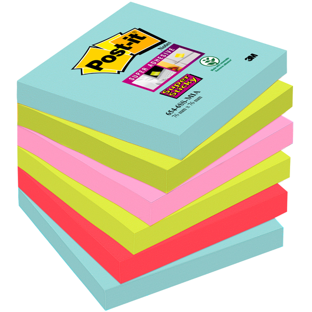 Post-it Super Sticky 76x76 Farbmix Cosmic 6er-Pack