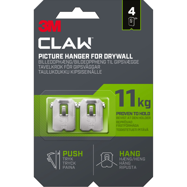 Claw Bilderhaken für Gipswand 11 kg 4er-Pack