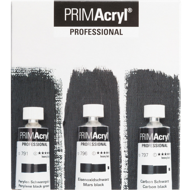 PRIMAcryl Acrylfarbe 35 ml Schwarz 3er-Set