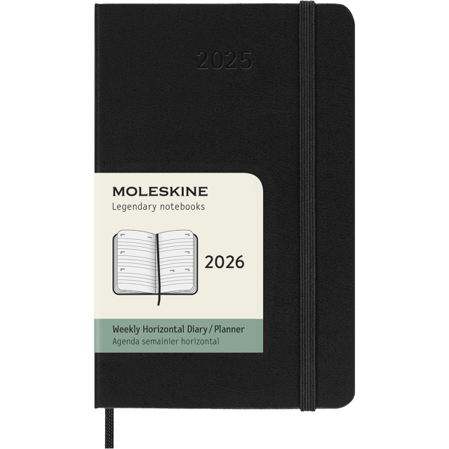Kalender 12M Weekly Horizontal 2026 Hardcover Pocket Black