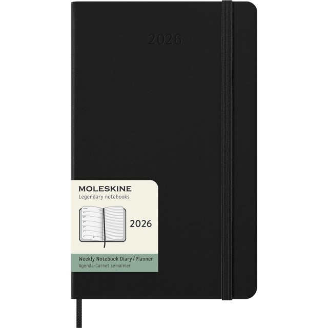 Kalender 12M Weekly Notebook 2026 Hardcover Large Black
