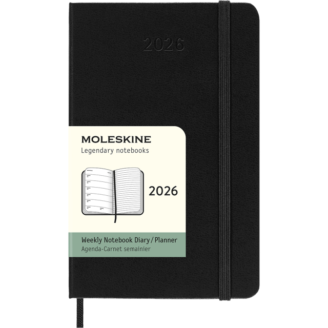 Kalender 12M Weekly Notebook 2026 Hardcover Pocket Black