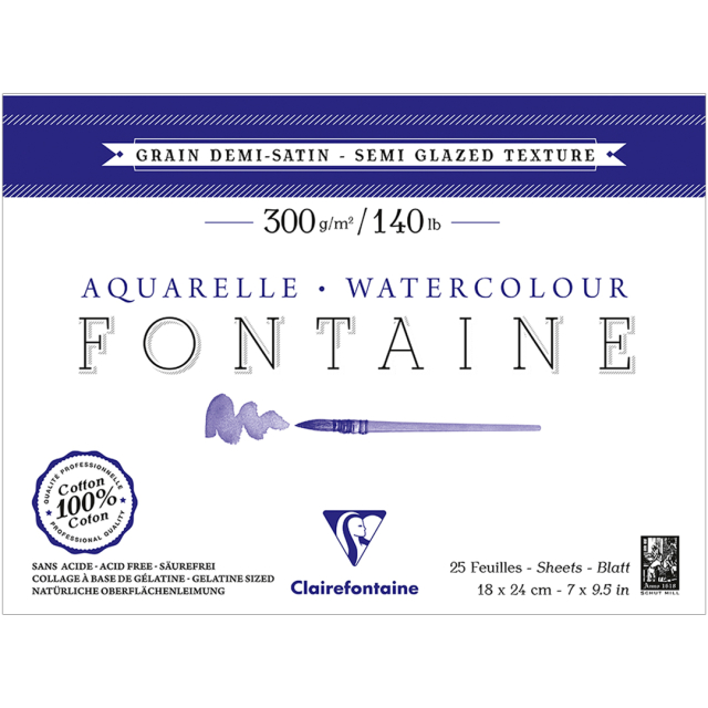 Fontaine Aquarellblock Semi-Glazed 18x24 cm 300g