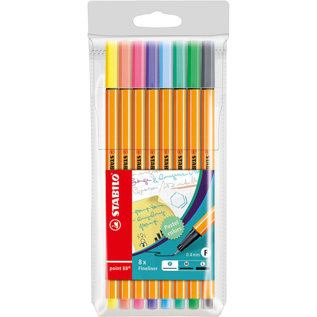 Point 88 Fineliner 8er-Pack Pastell