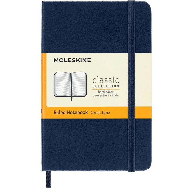 Classic Hard Cover Notebook Pocket Blue Liniert