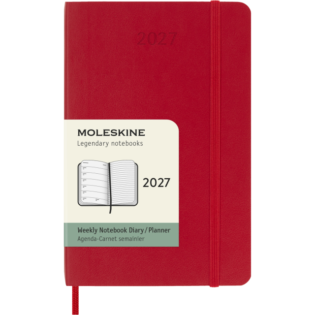 Kalender 12M Weekly Notebook 2027 Softcover Pocket Red 