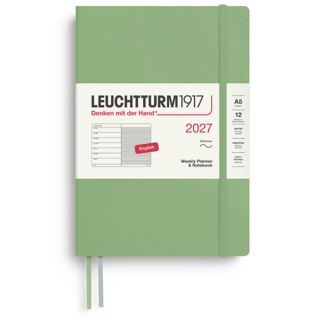 Kalender Weekly Planner & Notebook 2027 A5 Soft Cover Sage