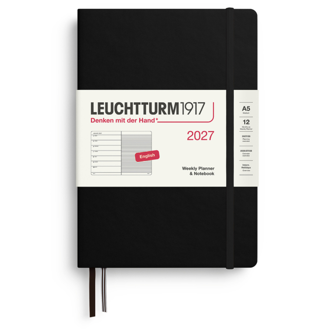 Kalender Weekly Planner & Notebook 2027 A5 Black