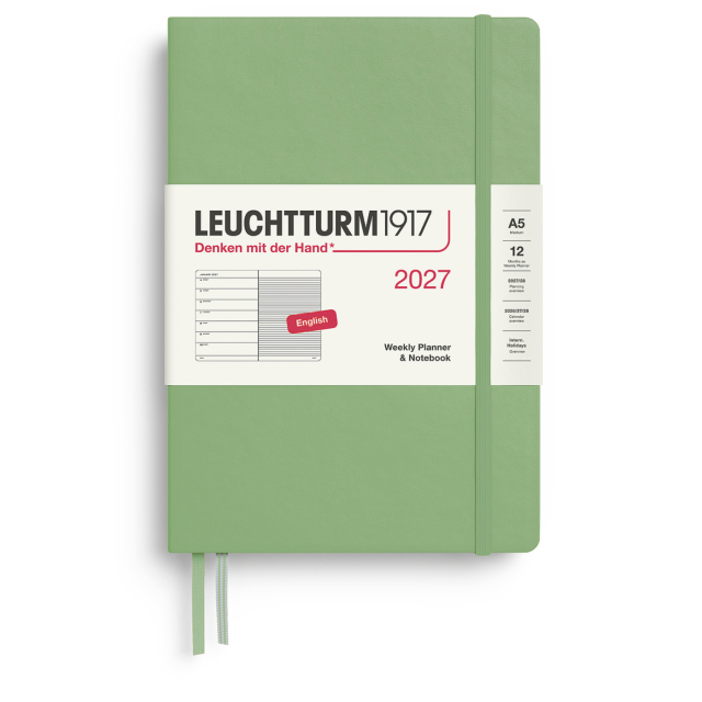 Kalender Weekly Planner & Notebook 2027 A5 Sage