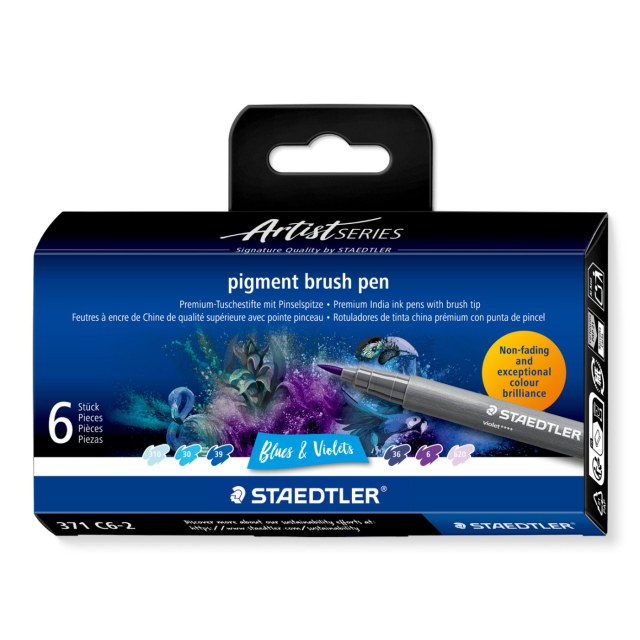 Pigment Arts Brush Pen 6-er Set Blue/Violet