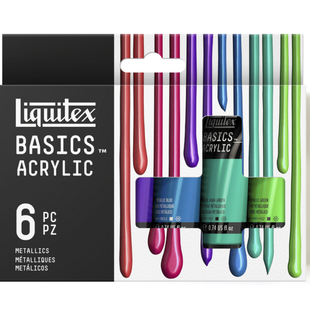 Acrylfarbe Basics Metallic Set 6x22 ml