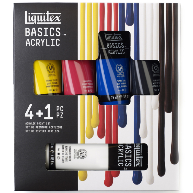 Acrylfarbe Basics Set 4x75 ml + 1x118 ml