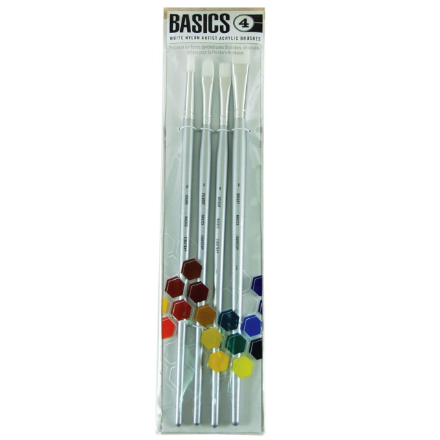Synthetikpinsel Acryl Long Handle 4er-Set
