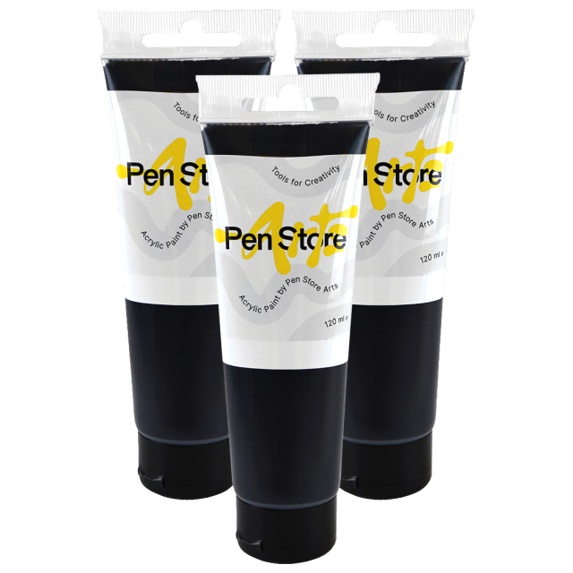 Acrylfarbe 120 ml 3-set Schwarz