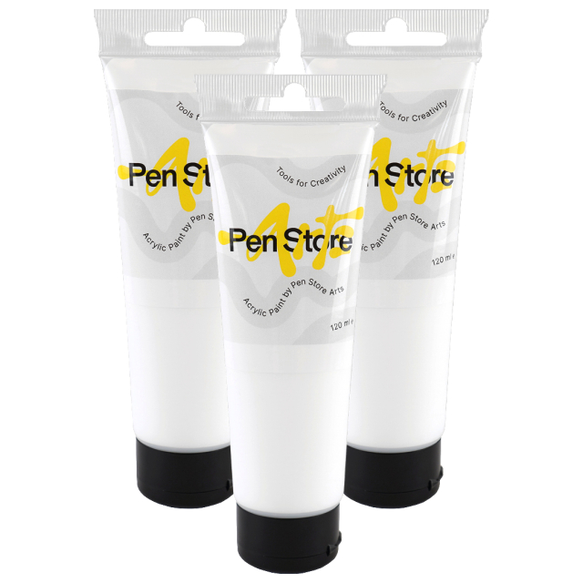 Acrylfarbe 120 ml 3er-Pack Titanium white