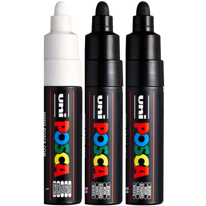 PC-7M Black/White 3er-Set in der Gruppe Stifte / Künstlerstifte / Marker bei Pen Store (poscaPC7M_set)