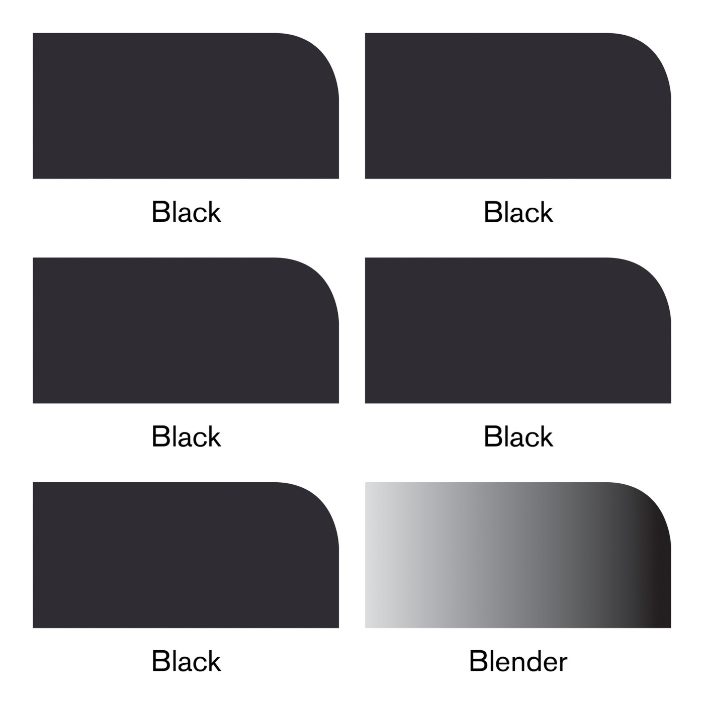 ProMarker 6er-Set Black & Blender in der Gruppe Stifte / Künstlerstifte / Illustrationsmarker bei Pen Store (100567)