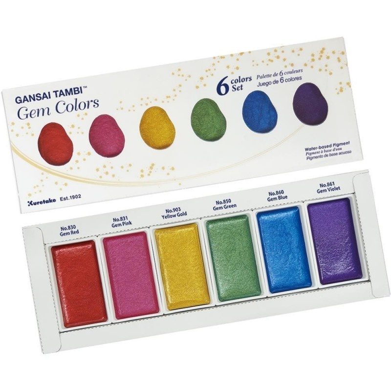 Gansai Tambi Akvarell 6er-Set Gem Colors in der Gruppe Künstlerbedarf / Farben / Aquarell bei Pen Store (101102)